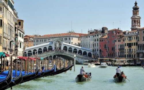 Gondolas at the Rialto Bridge, Venice