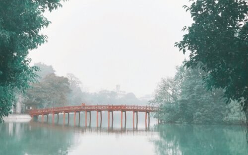 The Huc Bridge at Hoan Kiem Lake, Hanoi