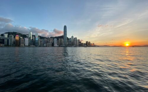 Hong Kong skyline at sunset